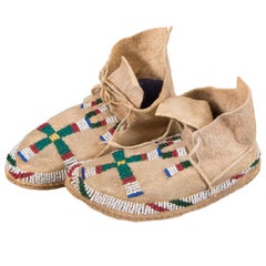 Antique Beaded Child's Moccasins, Cheyenne 'Plains Indian, ' 19th Century