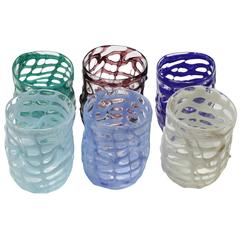 Set of Six Spider Murano Glasses in Assorted Colors by Vetrerie Artistiche Dipi