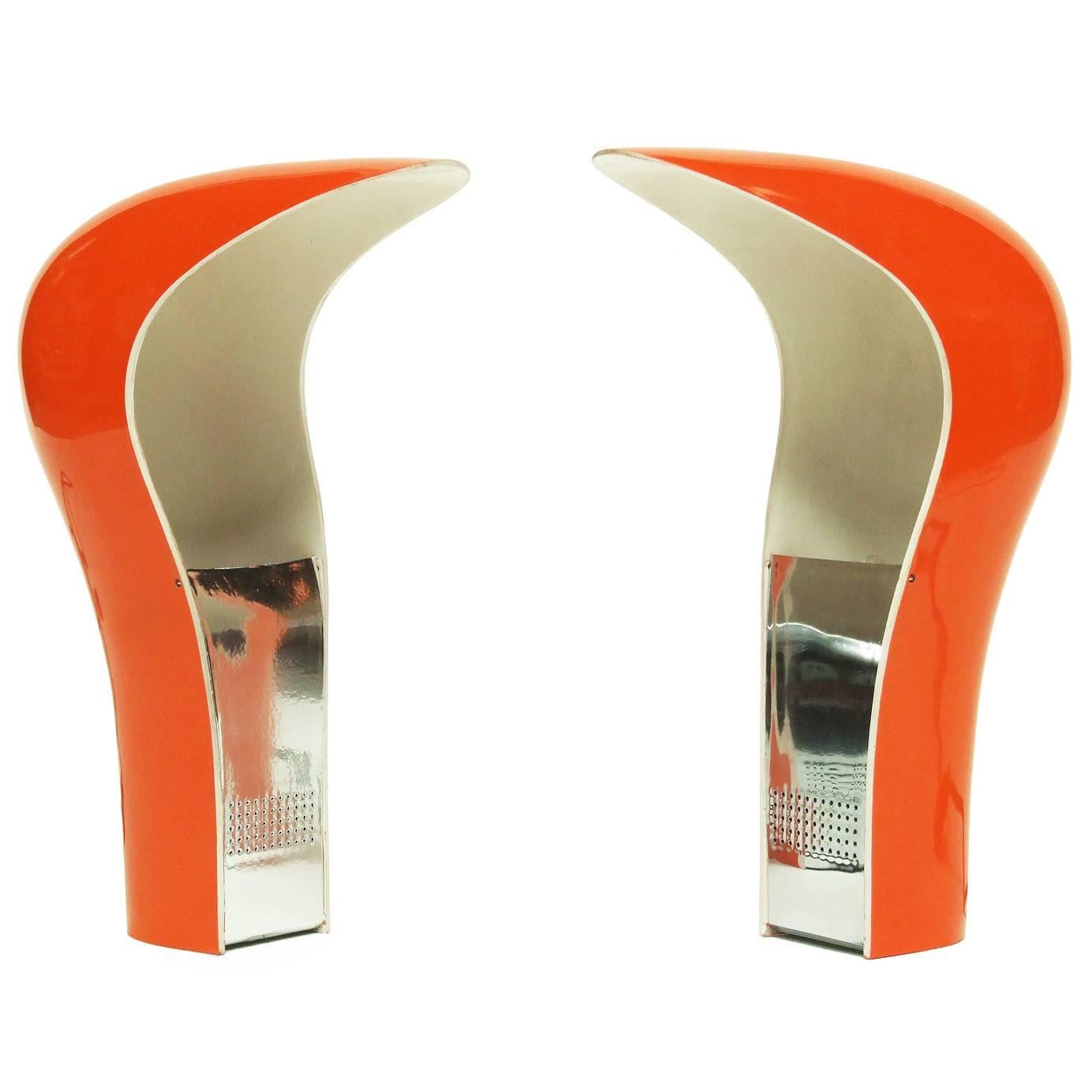 Pair of Orange Pelota Table Lamps by Studio DA, Italy