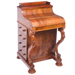 Antique 19th Century Burr Walnut Pop Up Davenport Desk