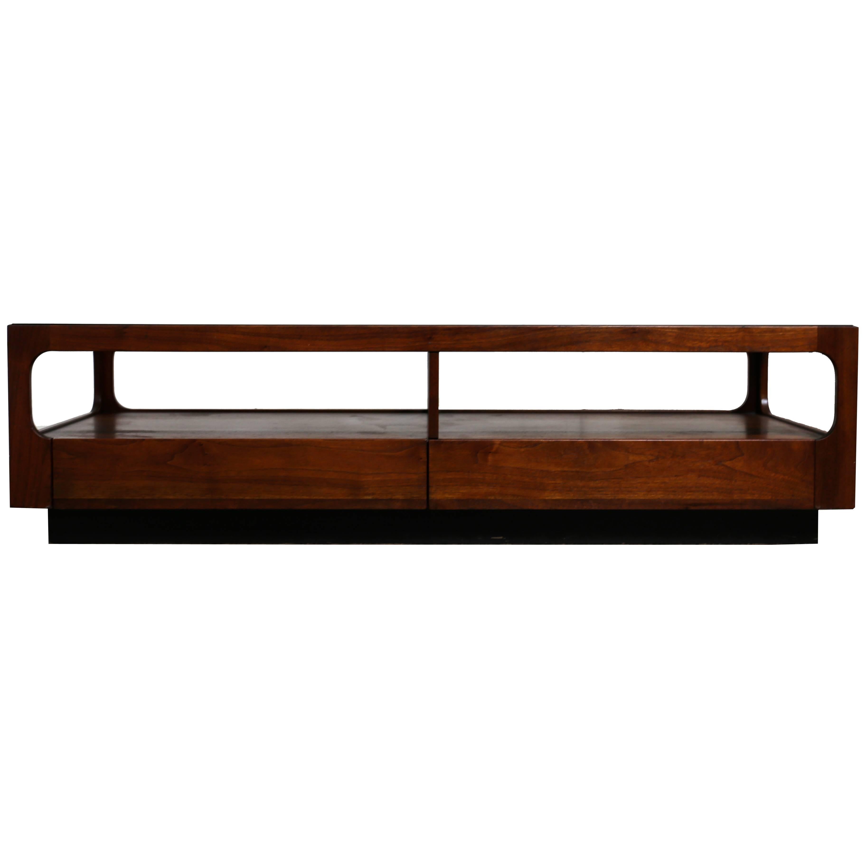 Smoked Glass and Walnut Coffee Table by Brown Saltman at 1stDibs