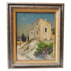 "Vielles Maisons en Provence" Signed Acrylic on Canvas by Gustave Vidal