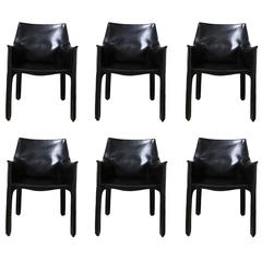 Set of Six " Cab" Chairs by Mario Bellini for Cassina