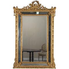 Antique Louis XVI French Giltwood Pareclose Mirror, circa 1890