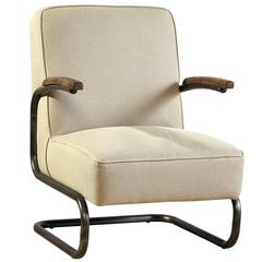 Linen and Metal Armchair
