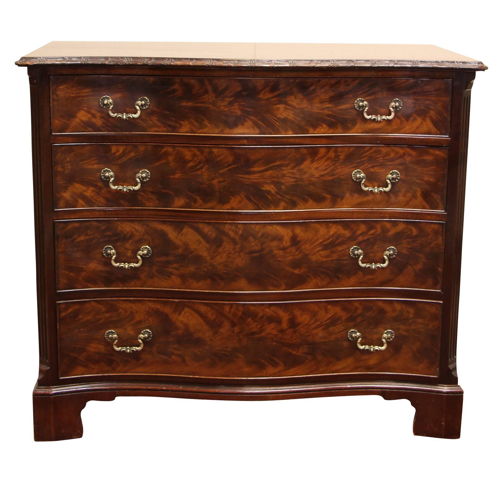 Fine Flame Figured Mahogany Serpentine Chest