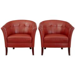 Pair of Quality 1970s Leather Lounge Armchairs