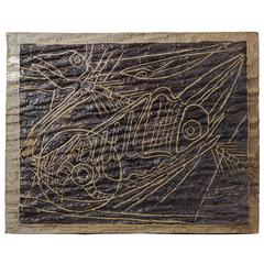 Stoneware Panel by Alain Gaudebert with Zoomorphic Decoration 8