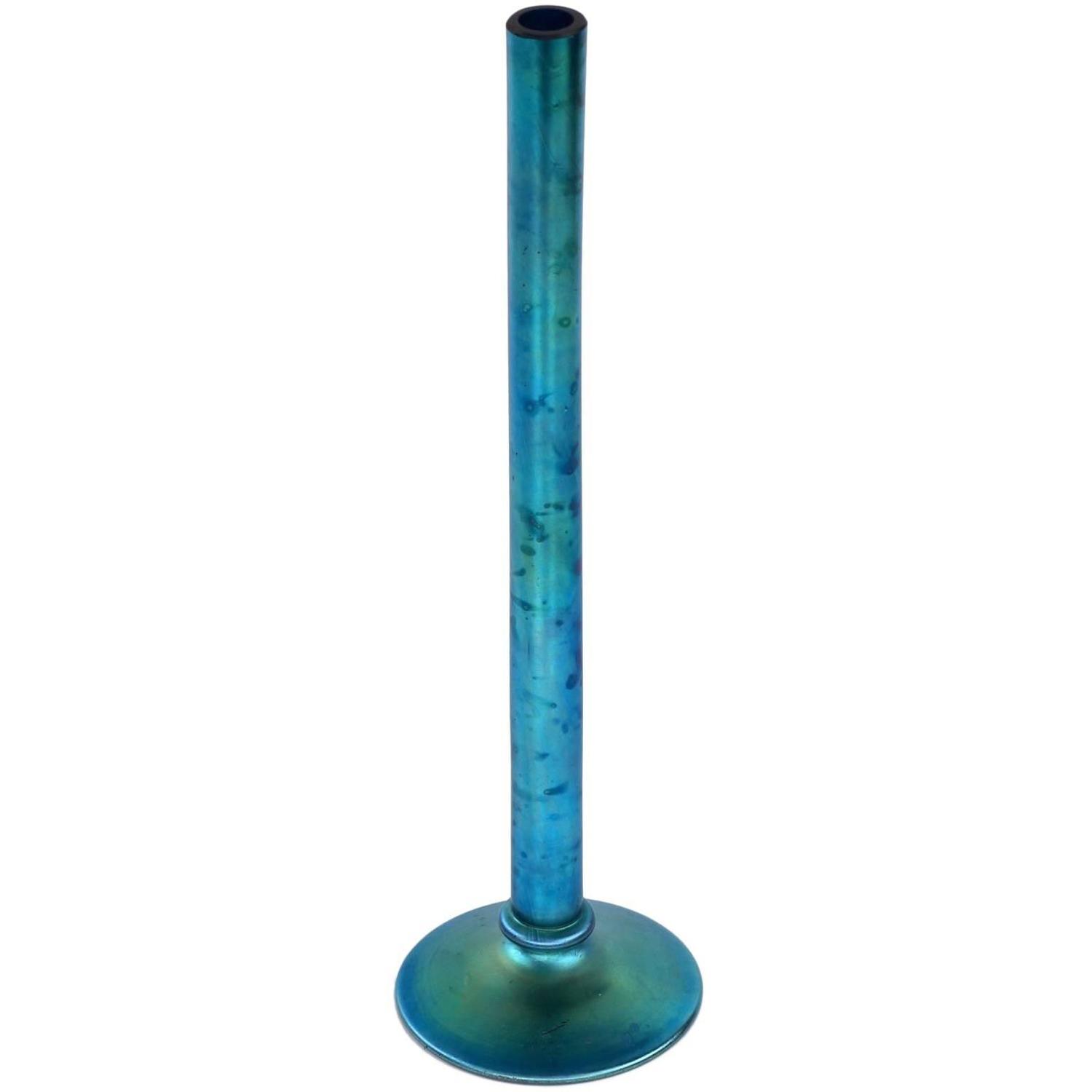Fine Steuben Blue Aurene Art Glass Stick Vase By Frederick Carder