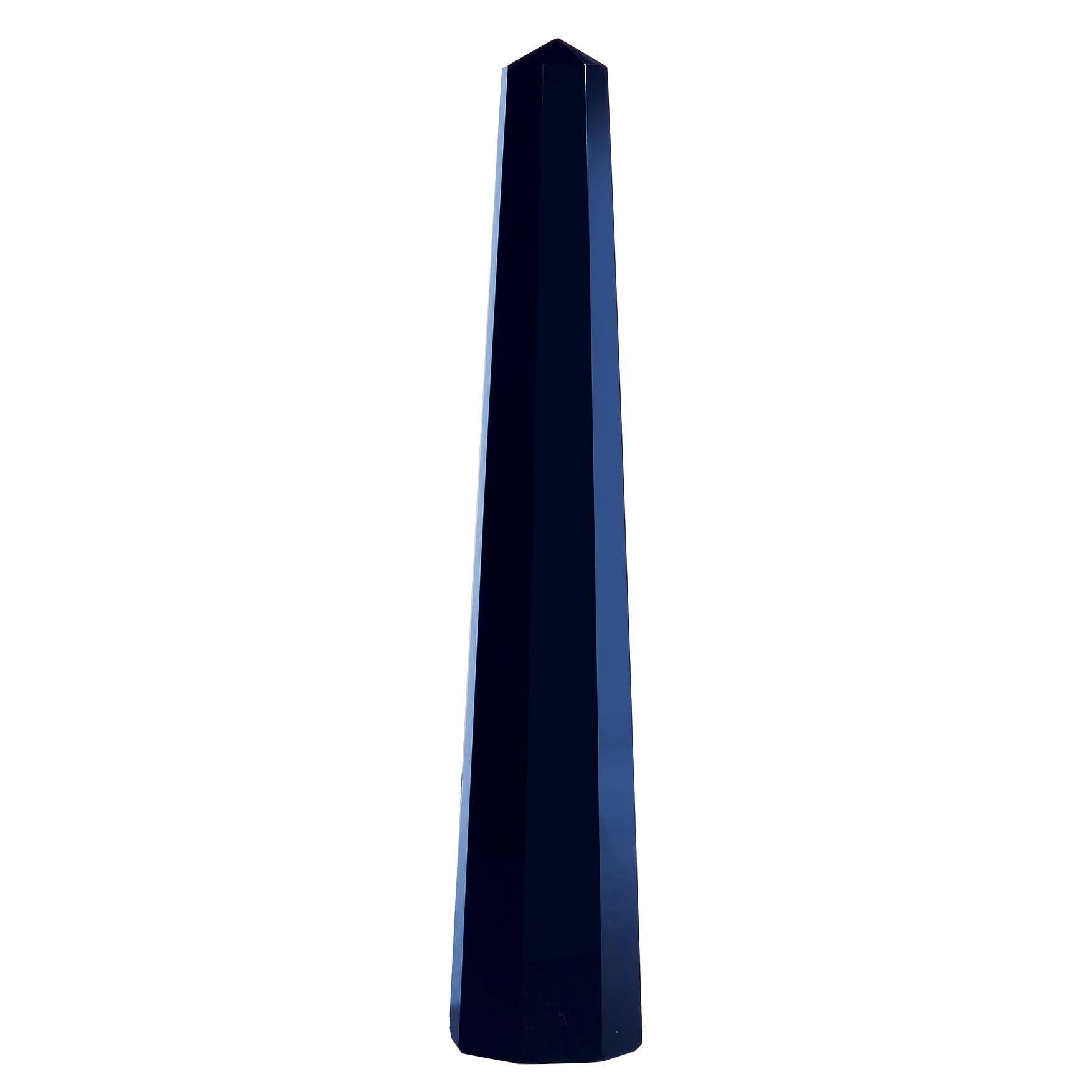 Octagonal Solid Blue Glass Obelisk by Venini For Sale
