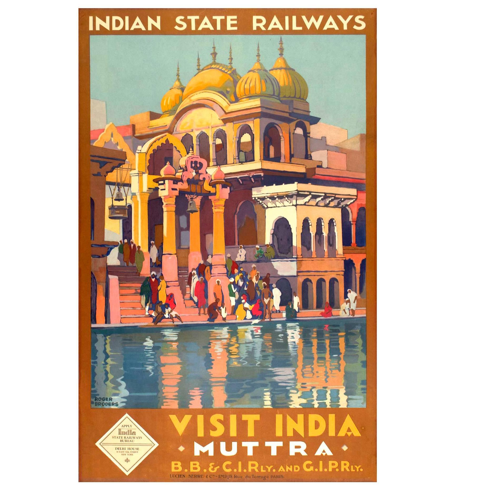 Original India Railways Travel Poster by Roger Broders