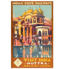 Antique Original India Railways Travel Poster by Roger Broders