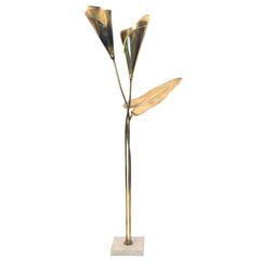 Floor Lamp, Gold-Plated Brass, Marble Top, circa 1970, France 7