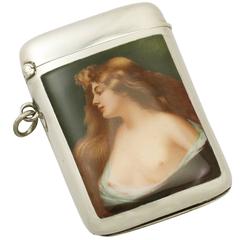 Austrian Sterling Silver and Enamel Vesta Case - Antique 1904 12