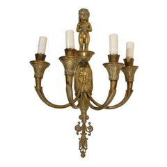 Antique Large Single 19th Century Neoclassic Sconce