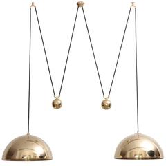 Florian Schulz Double Posa Brass Pendant Lamp with Side Counter Weights