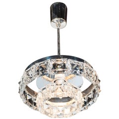 Two-Tiered Crystal Segmented Chandelier with Chrome Fittings by Kinkeldey
