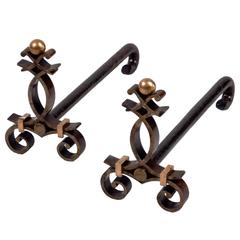 Pair of Andirons Raymond Subes, France, Art Deco, circa 1925 5