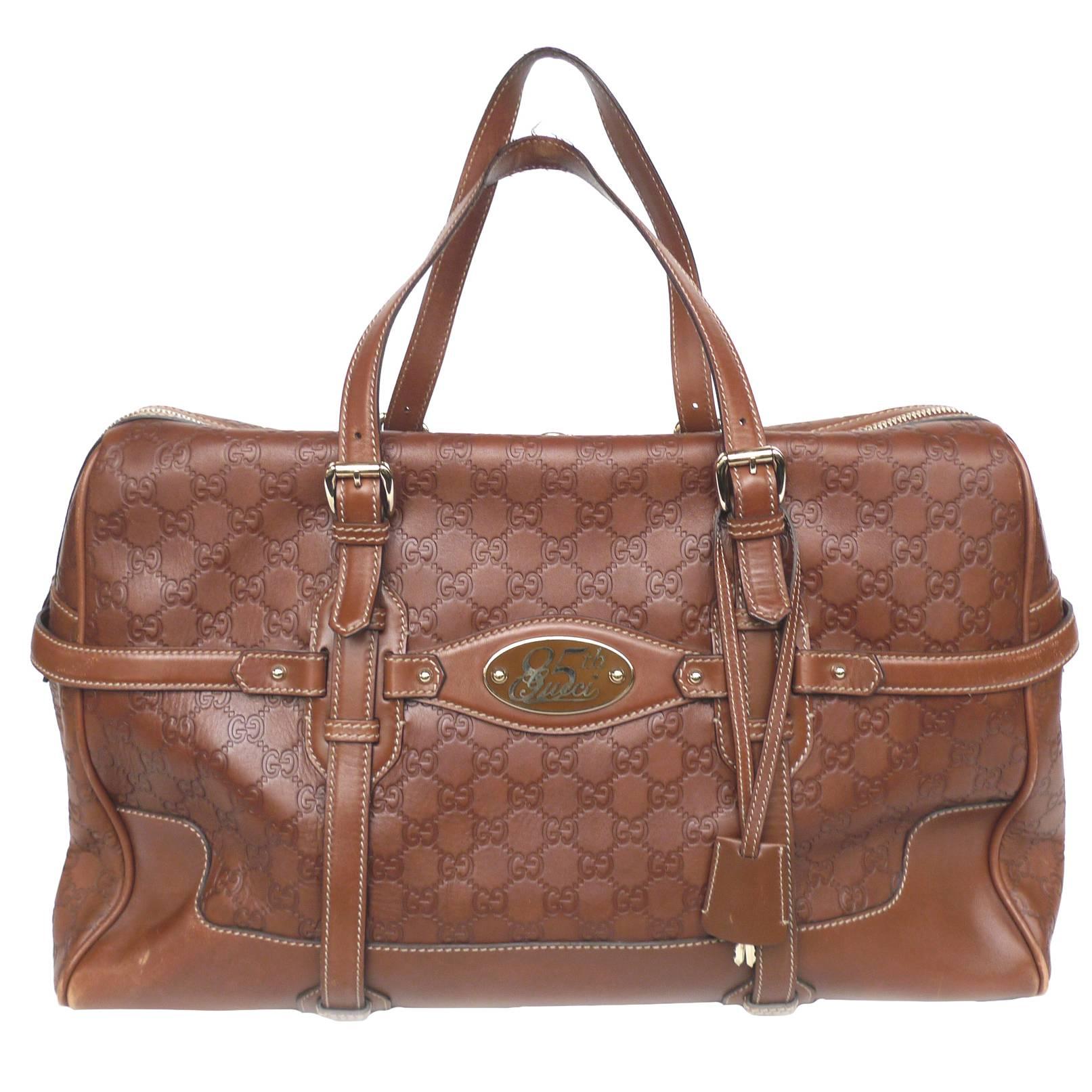 Gucci 85th Anniversary Brown Leather Horsebit Travel Bag