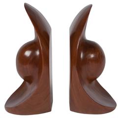 Pair of Burl Wood Bookends, French, 1940s