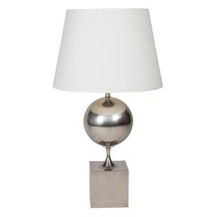Polished Steel Table Lamp by Maison Barbier, French, circa 1970 1