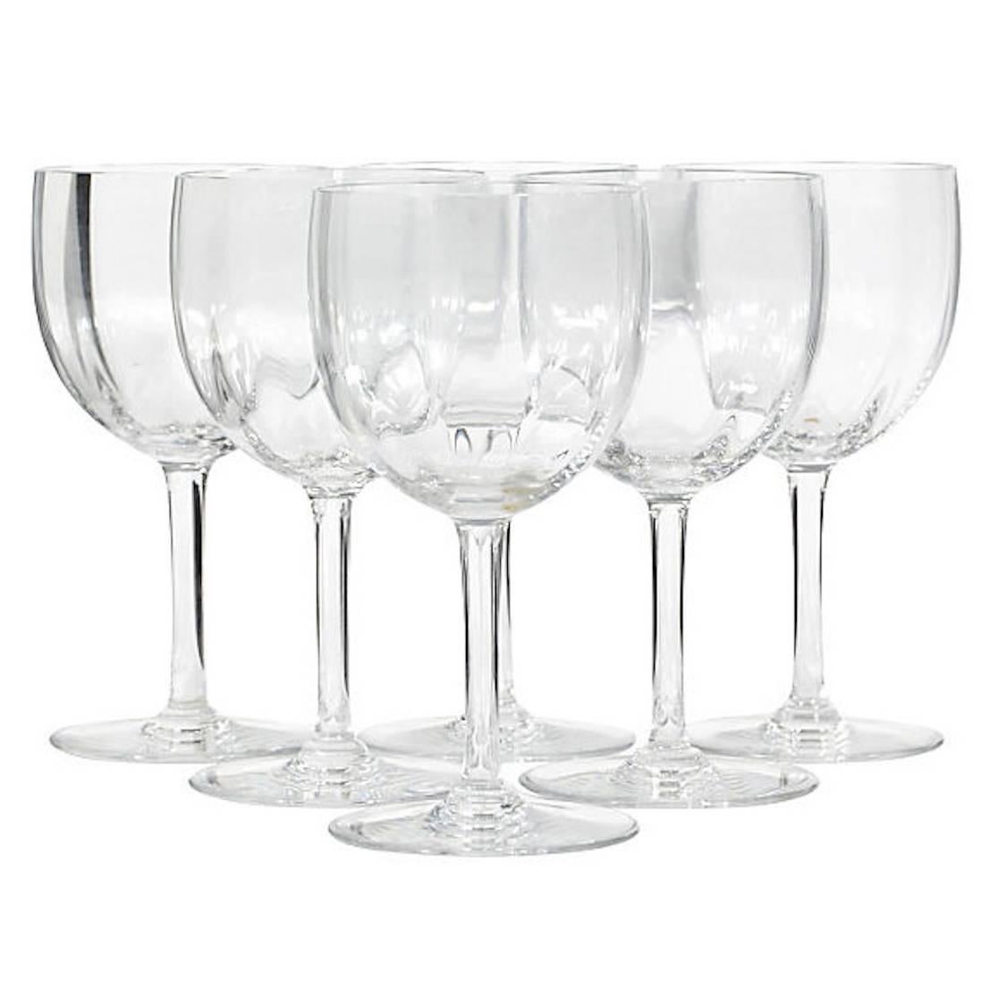 Baccarat Montaigne Optic Glass Wine Stems, Set of Six