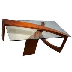 Walnut and Glass Coffee Table by Ben Mack