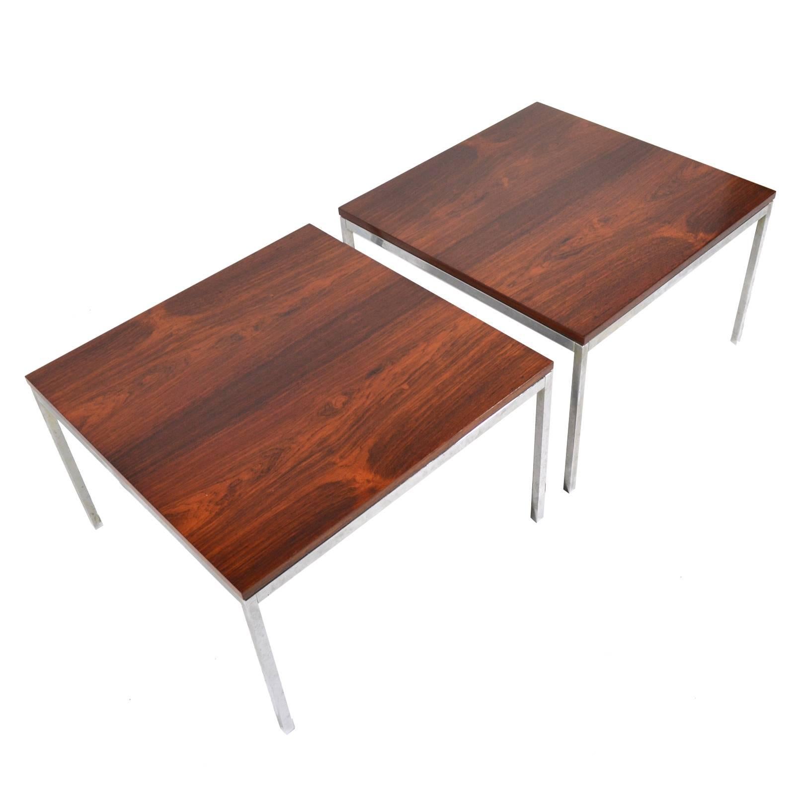 Florence Knoll Side Tables with Matched Rosewood Tops