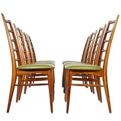 Rosewood Ladder Back Dining Chairs by Niels Koefoeds, Set of Eight