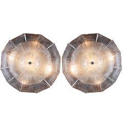 Large Pair of Murano Ceiling Fixtures, 1970s