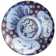 Japan Beautiful Porcelain Charger, in lovely blue, red, and gold colors, 19c