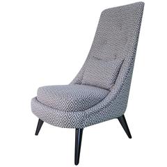 Contemporary black, grey and white geometric pattern Armchair from France