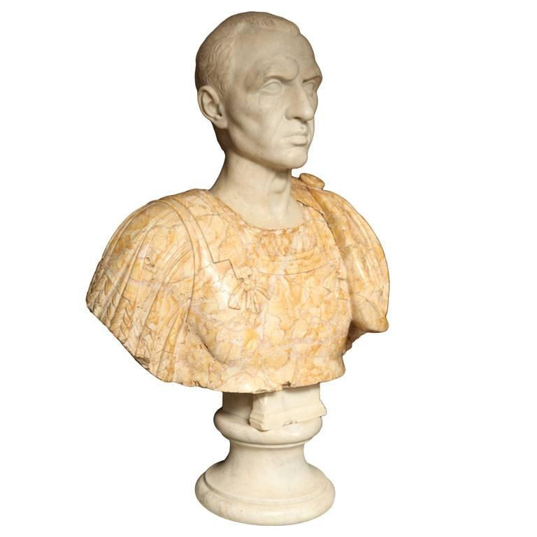 Finely Carved Italian Marble Bust of a Roman General