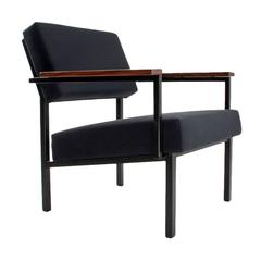 1960s Dutch Industrial Design "Gijs van der Sluis" Lounge Chair, New Upholstered