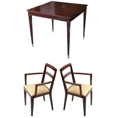 Elegant Art Deco Game Table with Two Armchairs, circa 1930 9