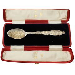 Sterling Silver Diamond Jubilee Commemorative Spoon - Boxed - Antique Victorian