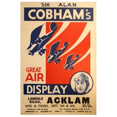 Original Vintage 1933 Advertising Poster for Sir Alan Cobham's Great Air Display