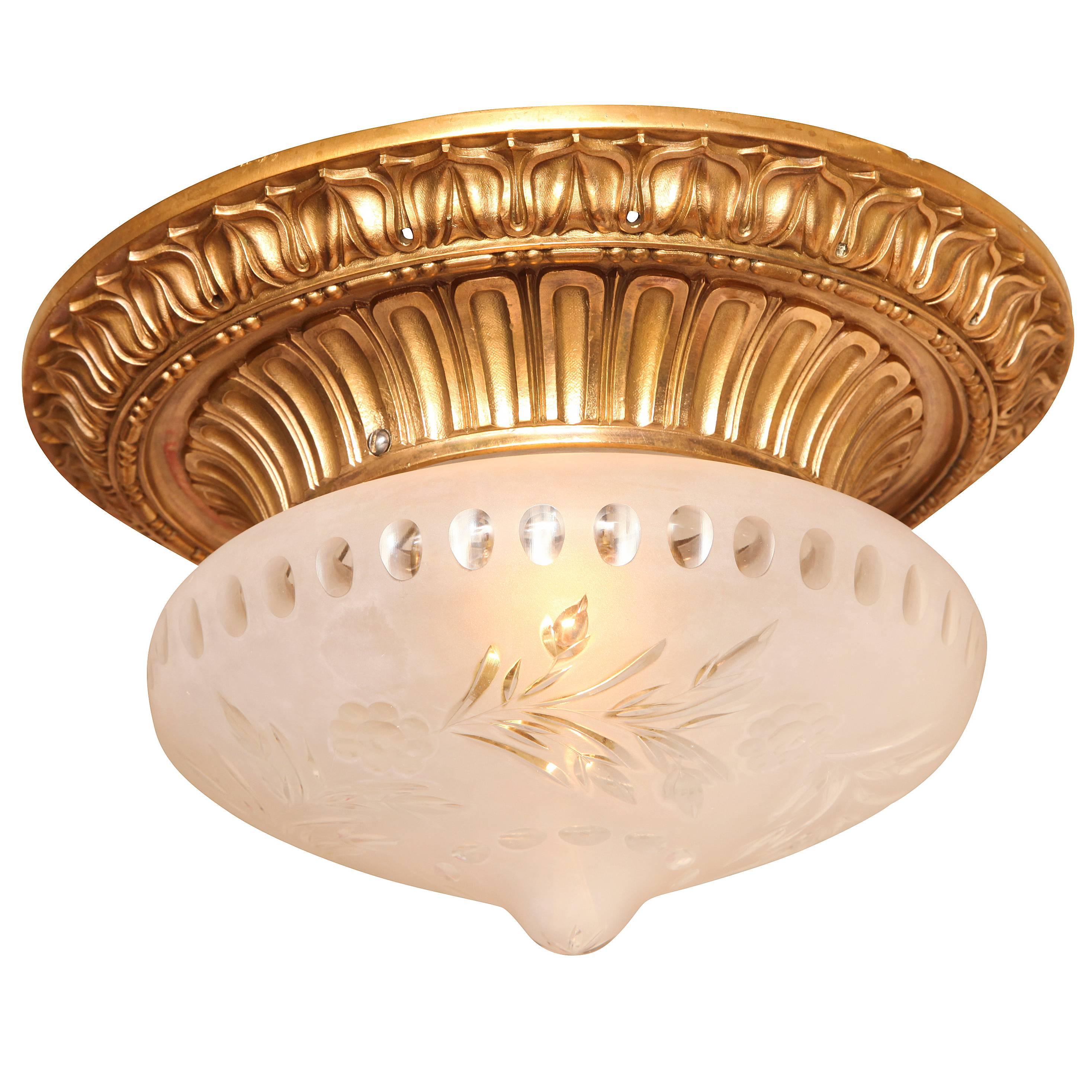 A Bronze Flush Mounted Ceiling Light by E.F Caldwell