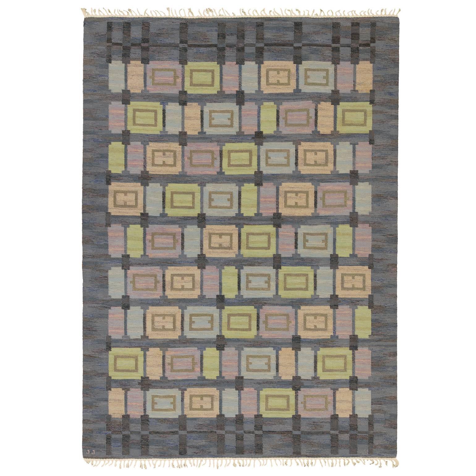 "Spise Hall" 20th Century Swedish Flat-Weave Carpet by Judith Johansson