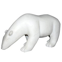 Sculpture White Bear in Marble Limited Edition by J.B Vandame, 2015