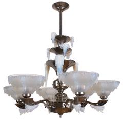 French Art Deco Period Chandelier by Atelier Petitot and Ezan Glass, circa 1930s 5