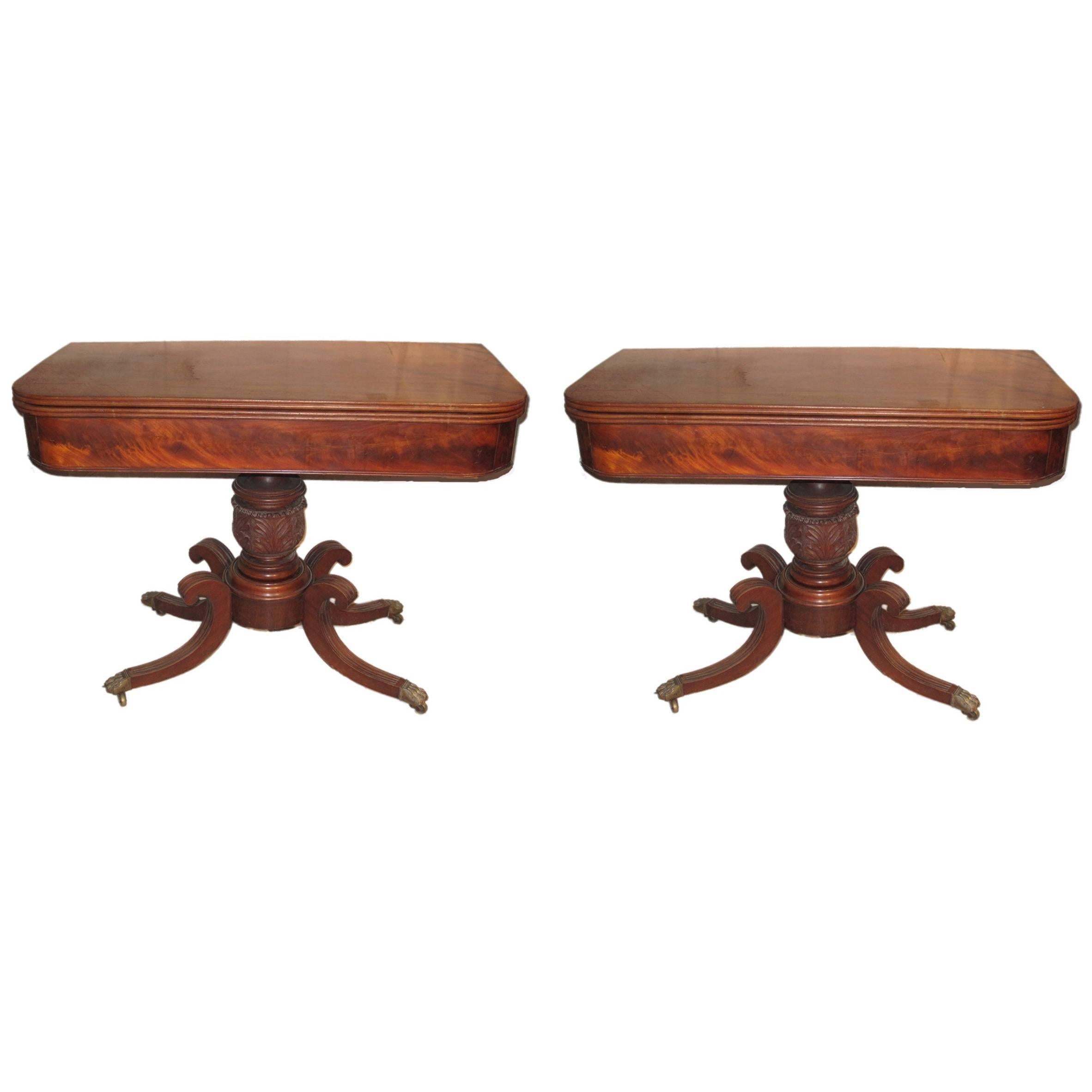 Pair of 19th Century American Classical Card Tables