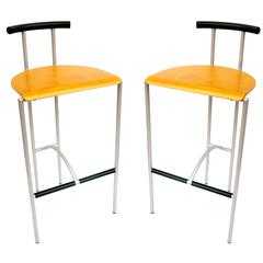 1980s Pair of Barstools Design by Rodney Kinsman for Bieffeplast, Italy Memphis