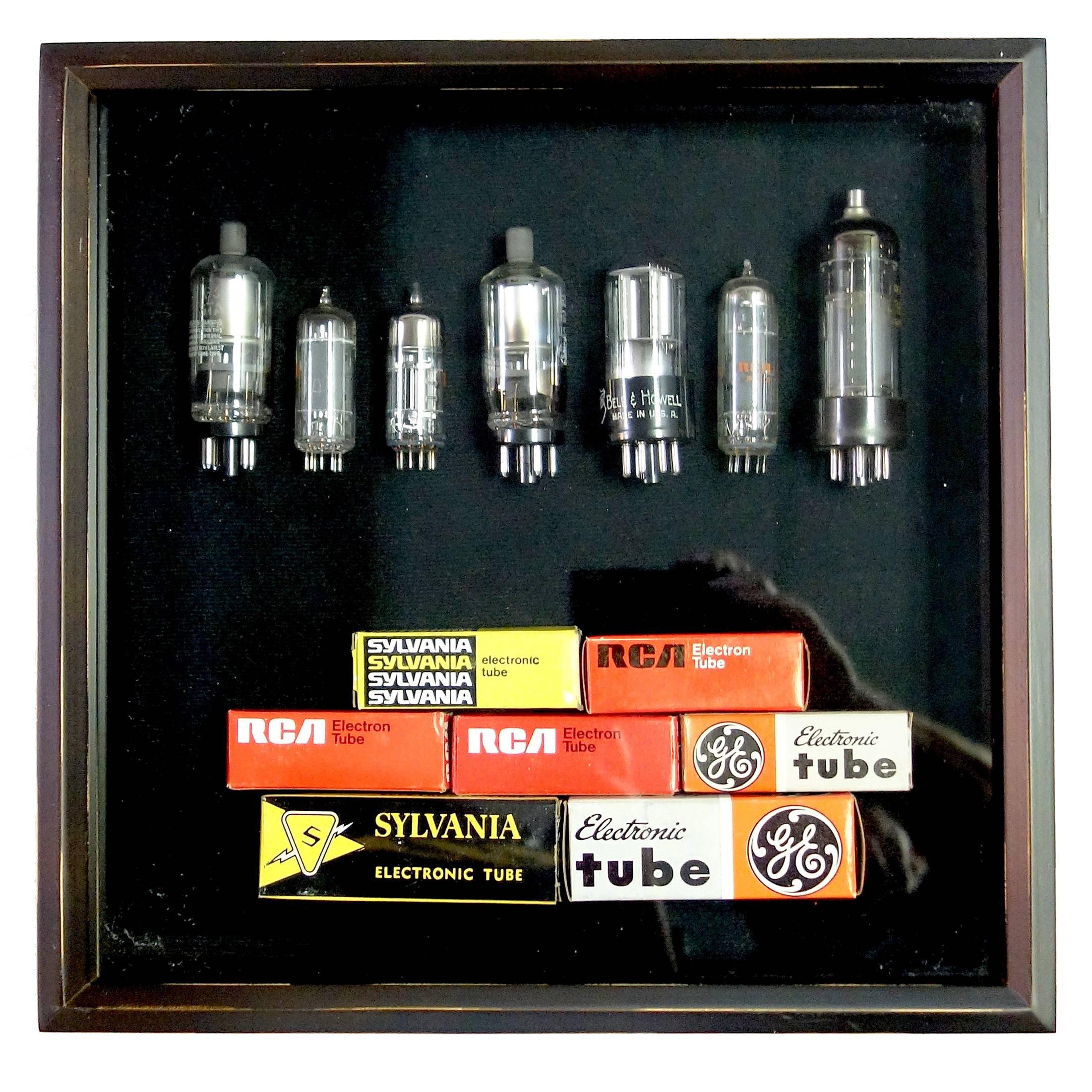 TV & Component Vacuum Tubes Mid-20th W Orig Boxs Sculpture In Shadow Box ON SALE For Sale
