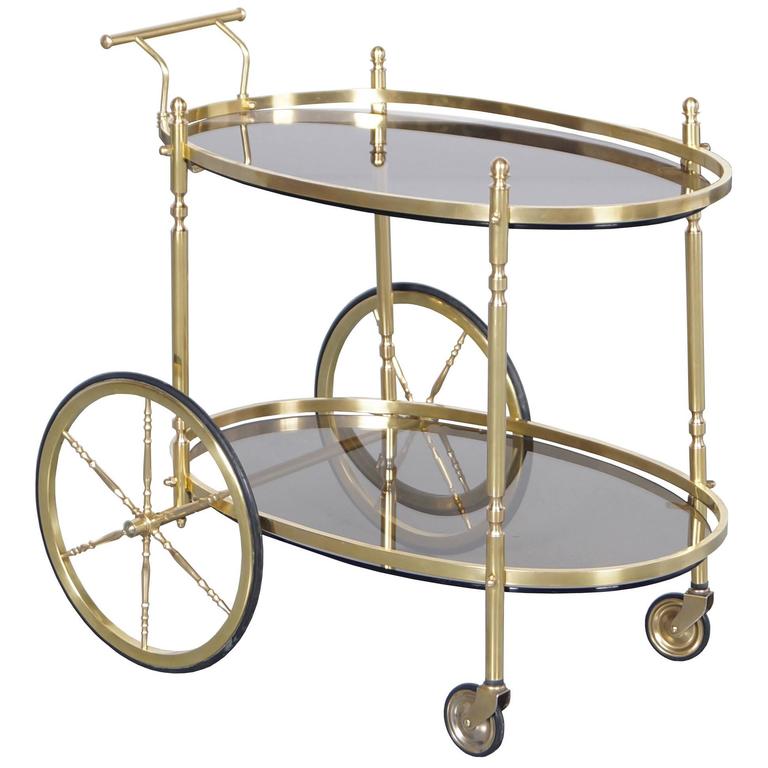 Vintage Italian Brass Bar Cart at 1stdibs