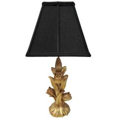 Floral Gold Lamp with Black Shade by Chapman 2