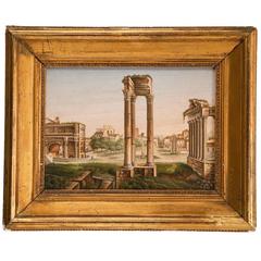 Very Fine Italian Micromosaic Plaque "The Roman Forum" in Original Frame