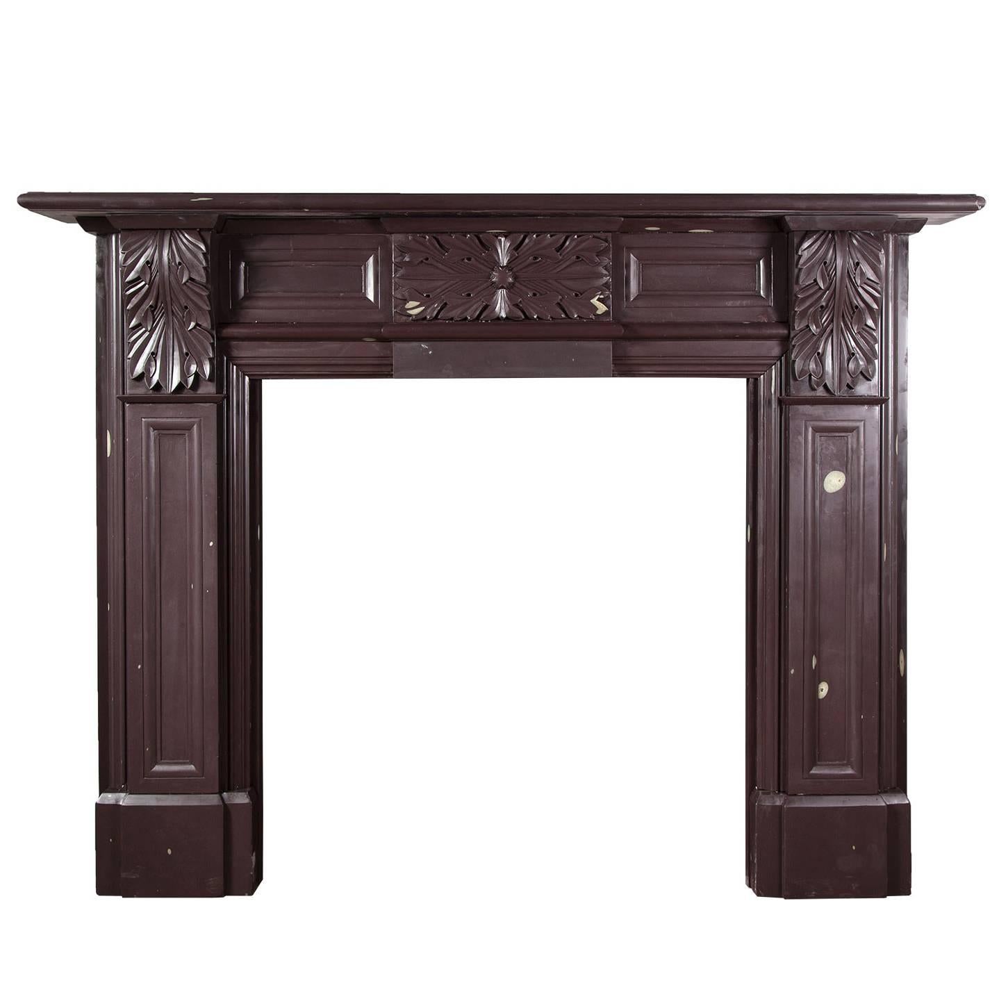 Carved Antique Welsh Heather Slate Fireplace