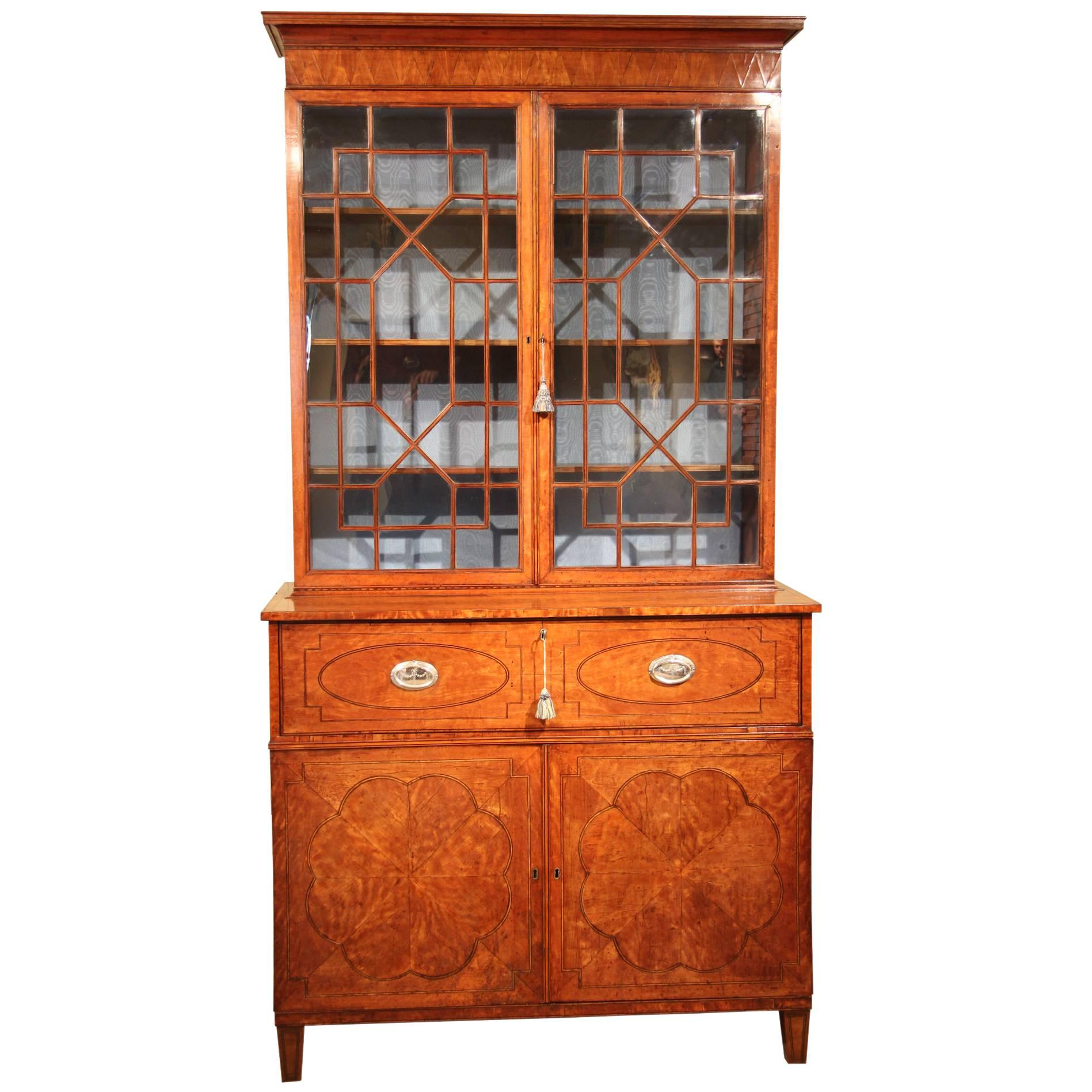 Late 18th Century West-Indies Satinwood Secretaire Bookcase For Sale