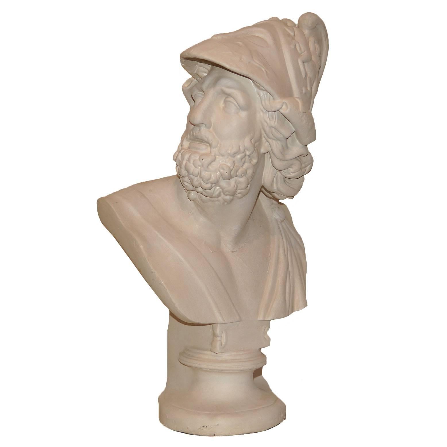 Neoclassical Plaster Bust of a Roman Warrior
